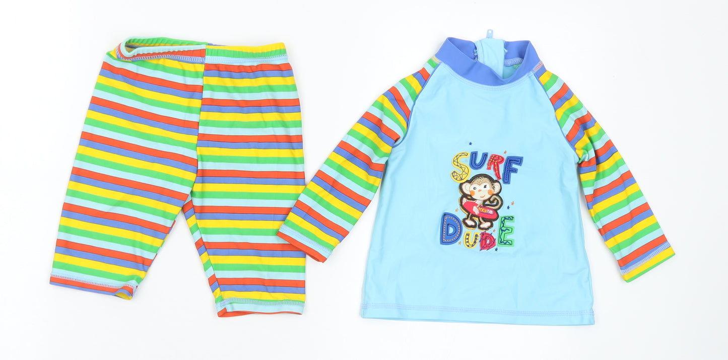 Holiday Shop Baby Multicoloured Striped Nylon Shorts Set Outfit/Set Size 18-24 Months Zip - Swimming Set