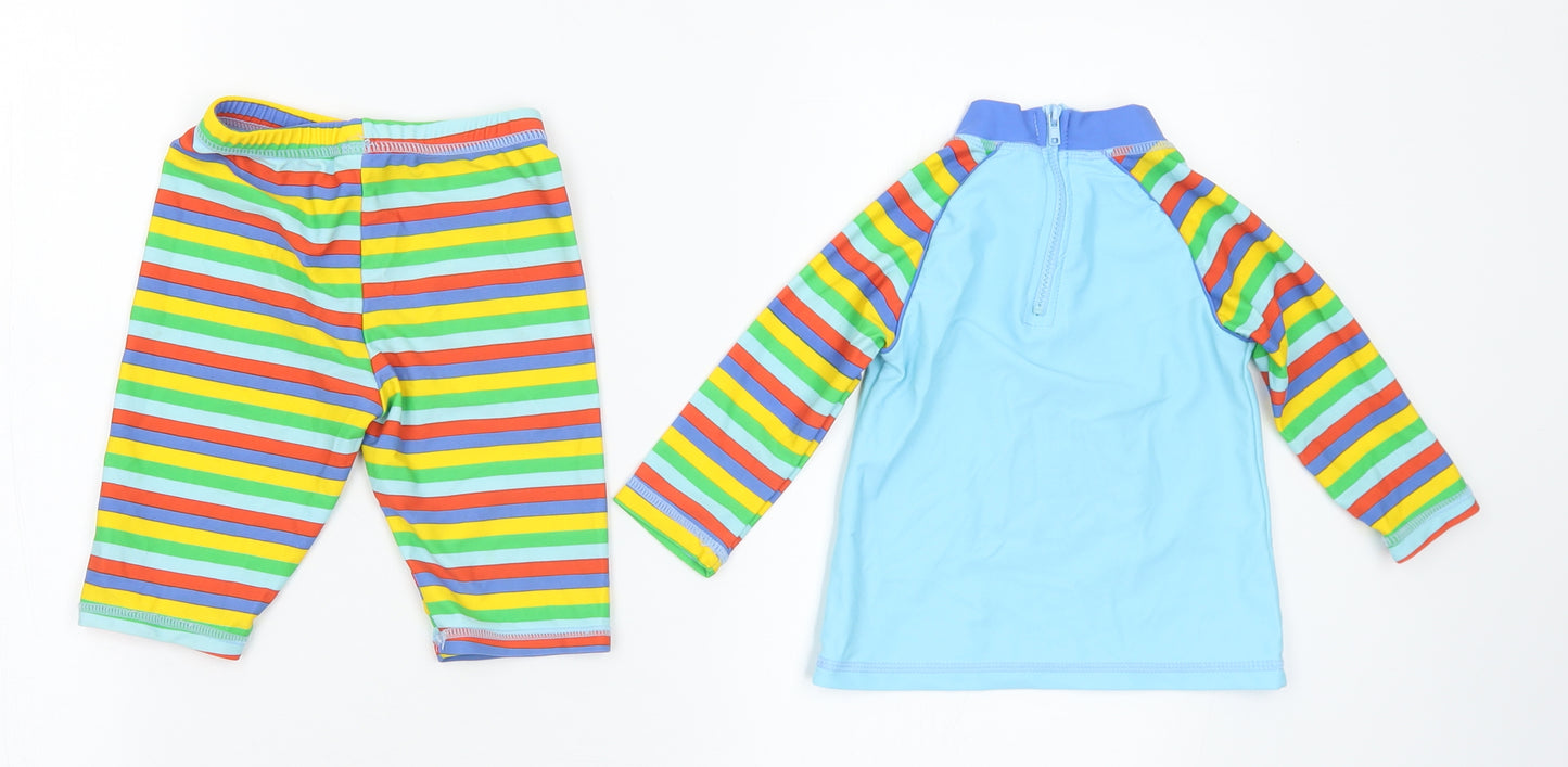 Holiday Shop Baby Multicoloured Striped Nylon Shorts Set Outfit/Set Size 18-24 Months Zip - Swimming Set