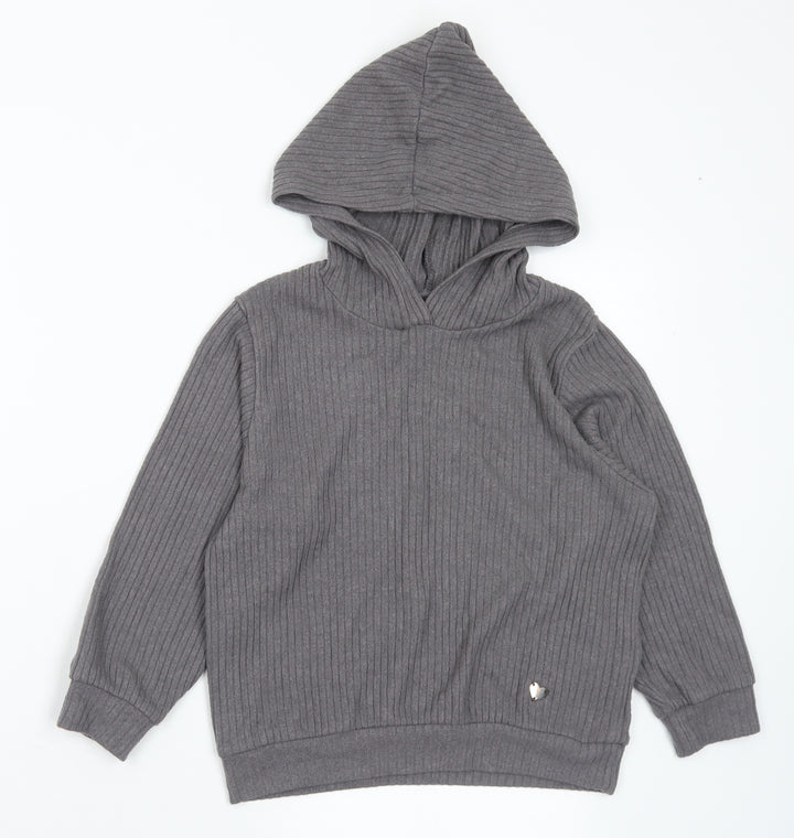 H&M Girls Grey Viscose Pullover Hoodie Size 5-6 Years