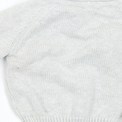 NEXT Baby Grey Cotton Pullover Jumper Size 3-6 Months Button - Fun