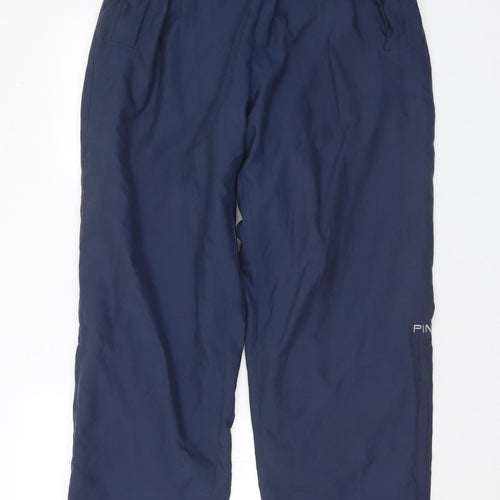 Ping Mens Blue Polyester Rain Trousers Trousers Size L L31 in Regular Drawstring