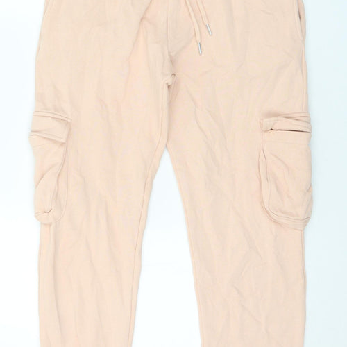Rising Womens Pink Cotton Jogger Trousers Size S L28 in Regular Drawstring - S/M