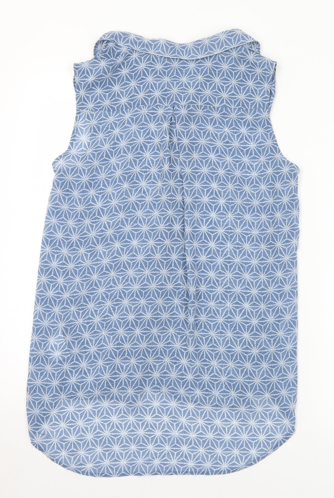 H&M Womens Blue Geometric Polyester Basic Blouse Size 8 Collared