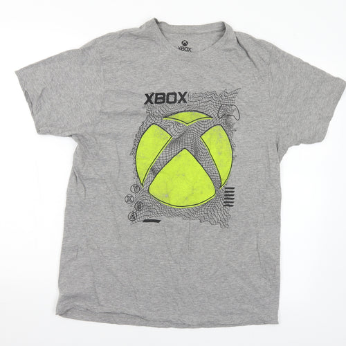 Primark Mens Grey Cotton T-Shirt Size L Crew Neck - Xbox