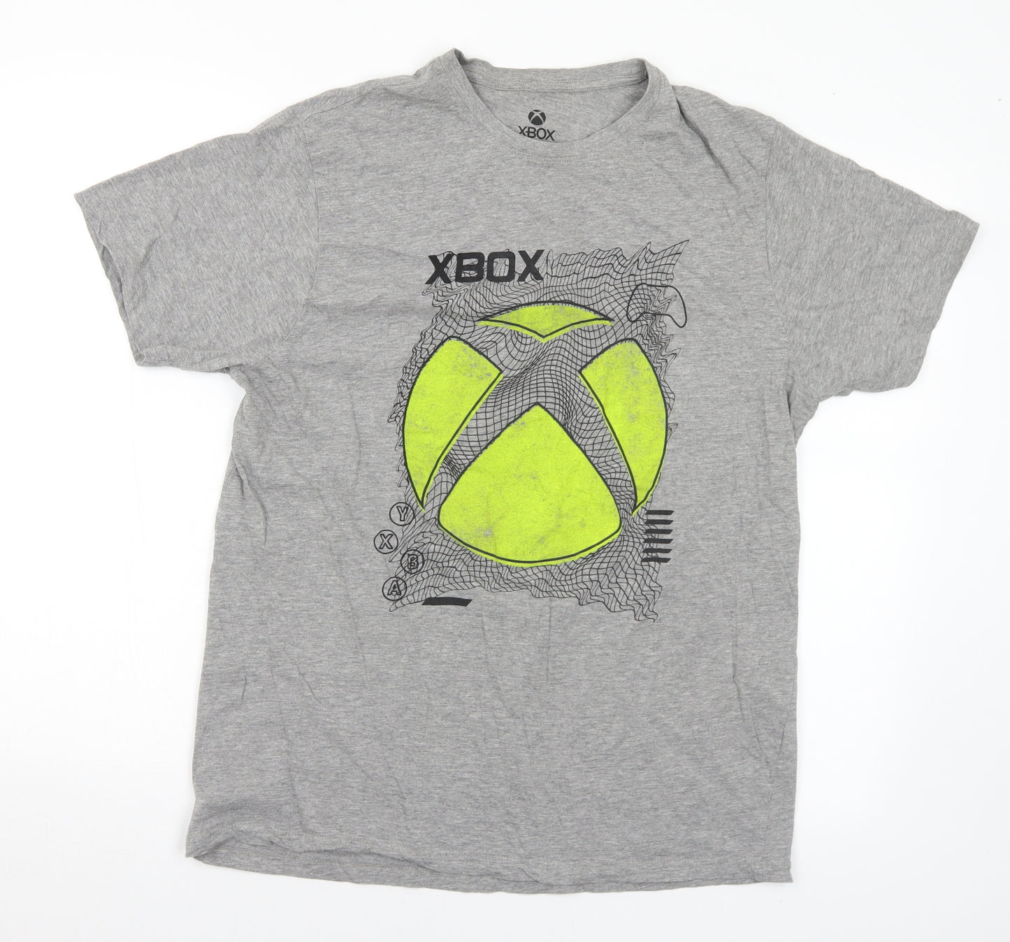 Primark Mens Grey Cotton T-Shirt Size L Crew Neck - Xbox