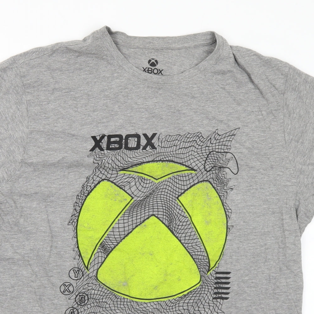Primark Mens Grey Cotton T-Shirt Size L Crew Neck - Xbox
