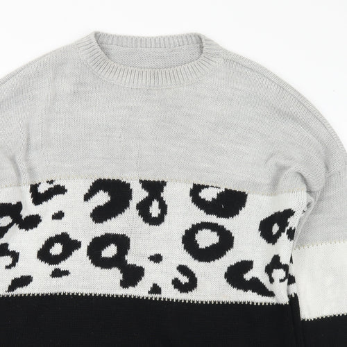 Preworn Womens Multicoloured Round Neck Animal Print Acrylic Pullover Jumper Size L