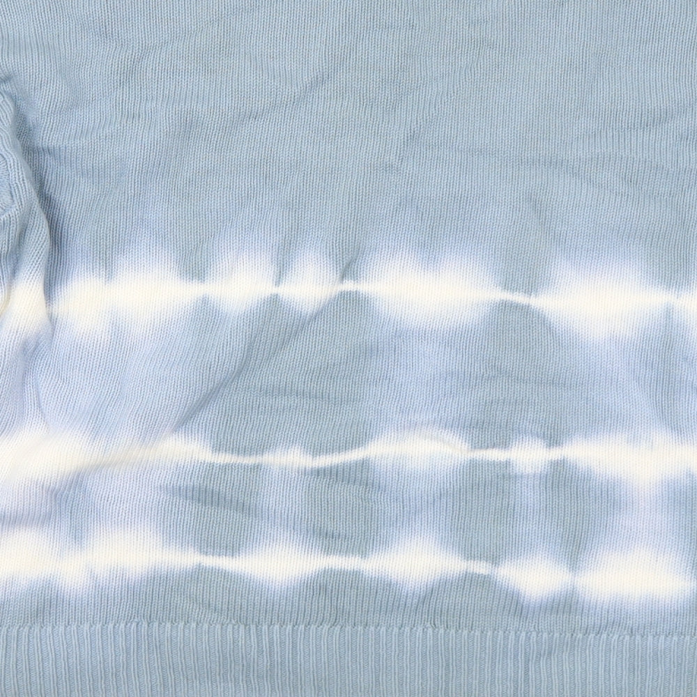 NEXT Womens Blue V-Neck Cotton Pullover Jumper Size M - Tie Dye Effect