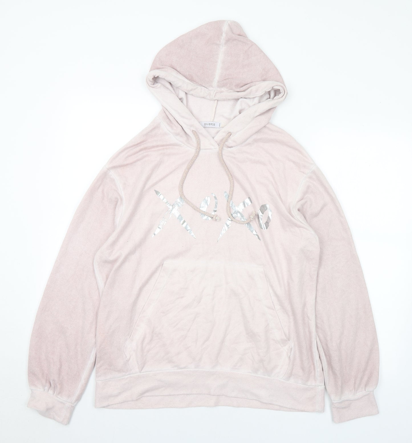 Diverse Womens Pink Cotton Pullover Hoodie Size L - xoxo