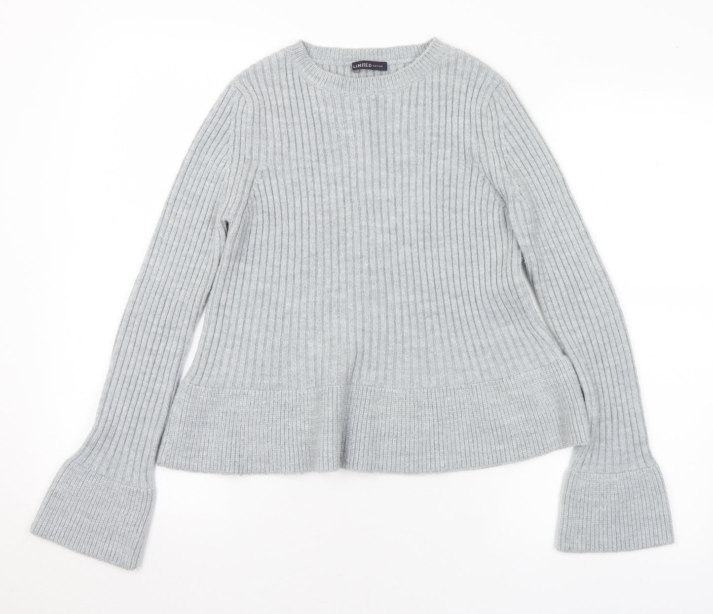 Marks and Spencer Womens Grey Crew Neck Acrylic Pullover Jumper Size 6