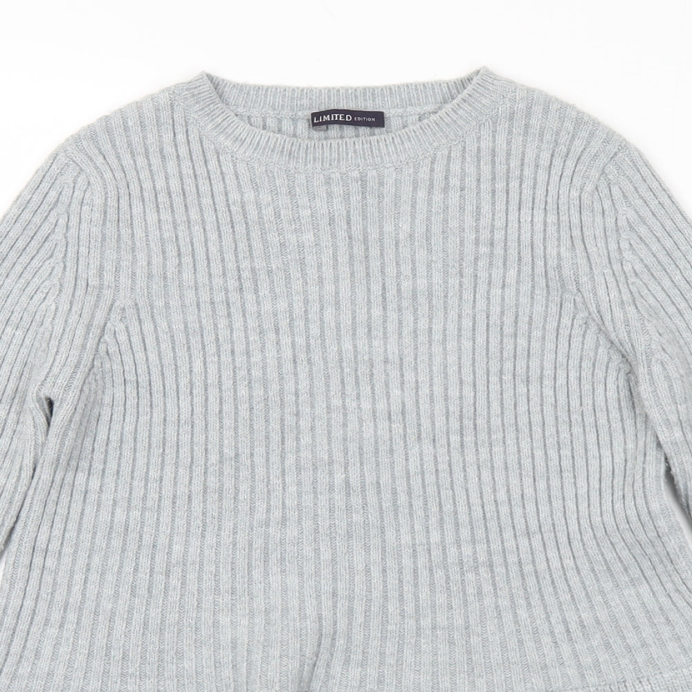 Marks and Spencer Womens Grey Crew Neck Acrylic Pullover Jumper Size 6