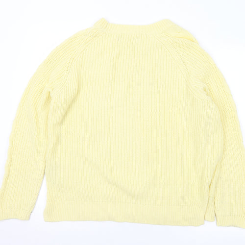 b.young Womens Yellow Round Neck Acrylic Pullover Jumper Size L