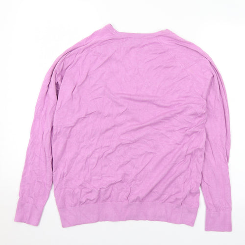Dunnes Stores Womens Purple Round Neck Viscose Pullover Jumper Size XL