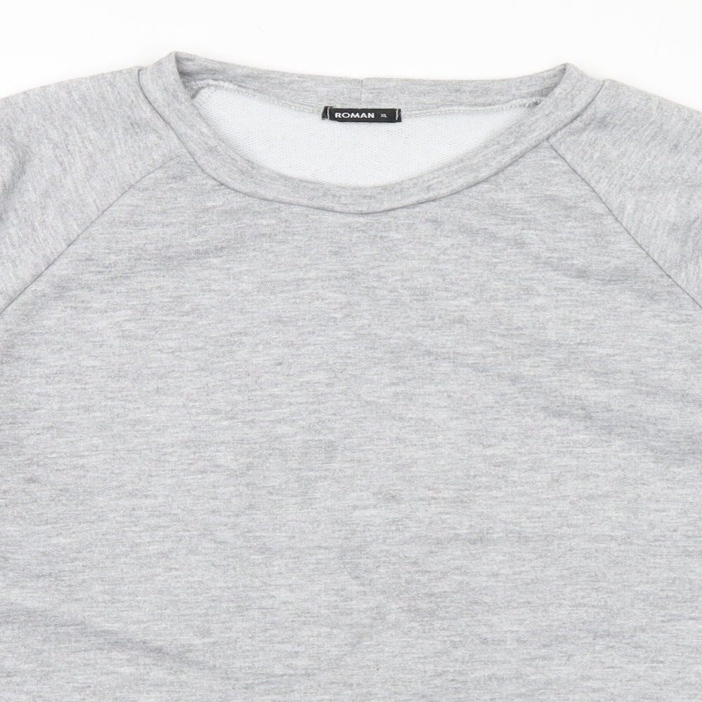 Roman Mens Grey Polyester Pullover Sweatshirt Size XL