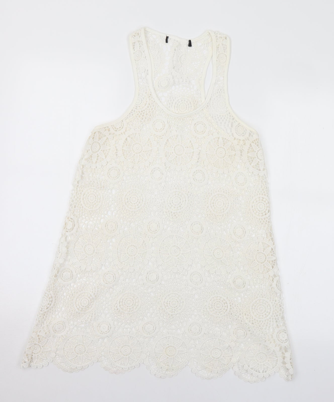 Preworn Womens White Polyester Tunic Tank Size M Round Neck