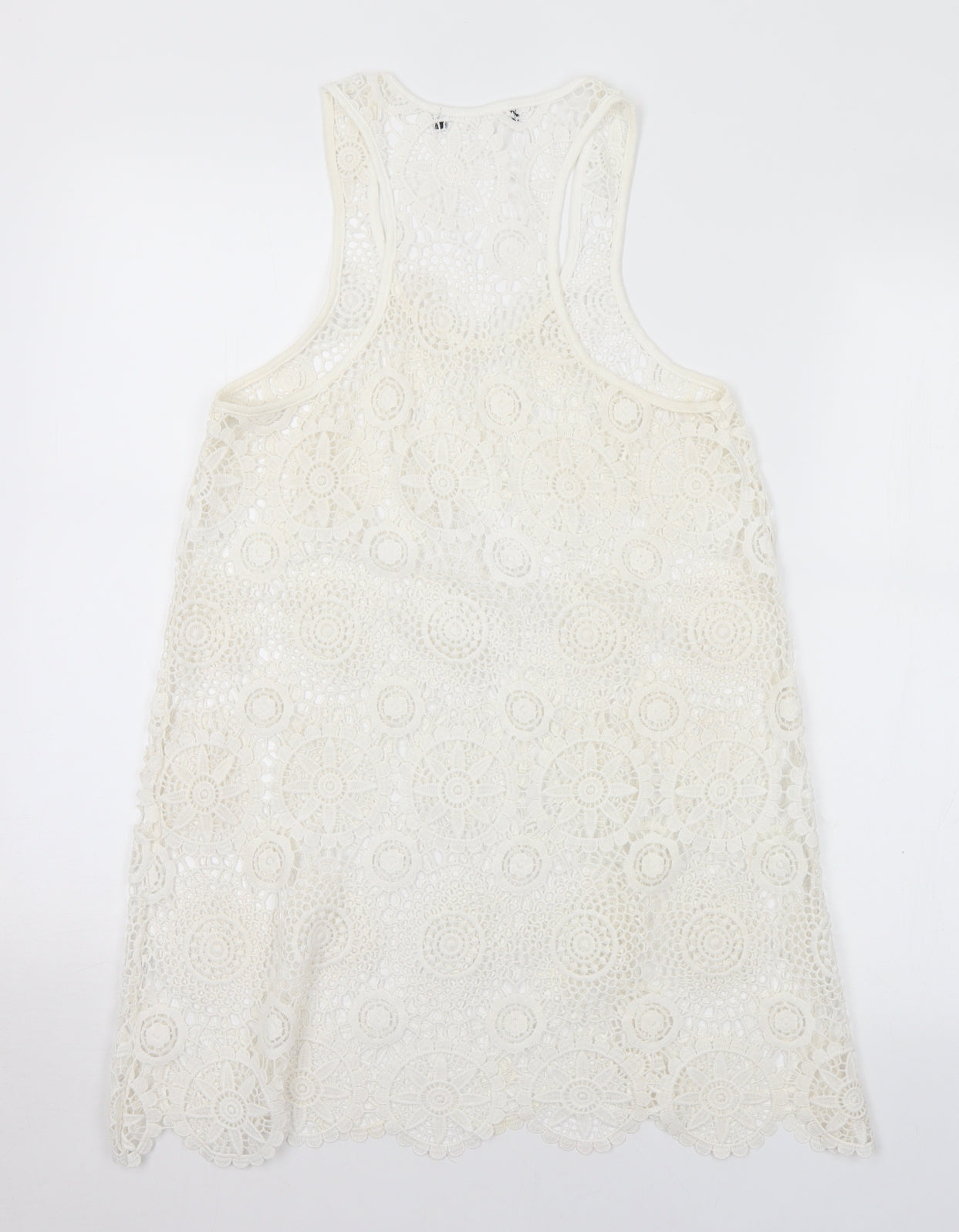 Preworn Womens White Polyester Tunic Tank Size M Round Neck