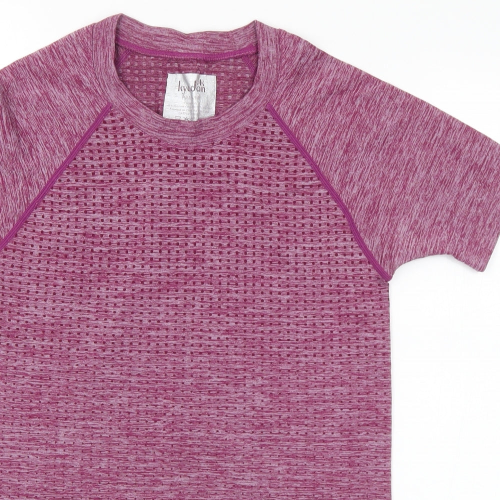 Kyoden Womens Purple Nylon Basic T-Shirt Size S Round Neck - S/M