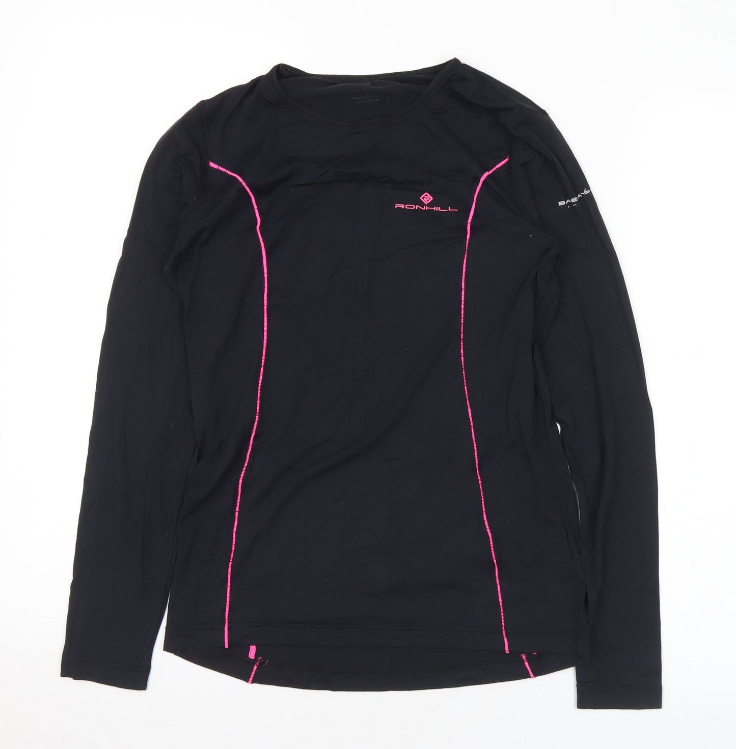 Ronhill Womens Black Polyamide Basic T-Shirt Size 10 Round Neck - Base layer