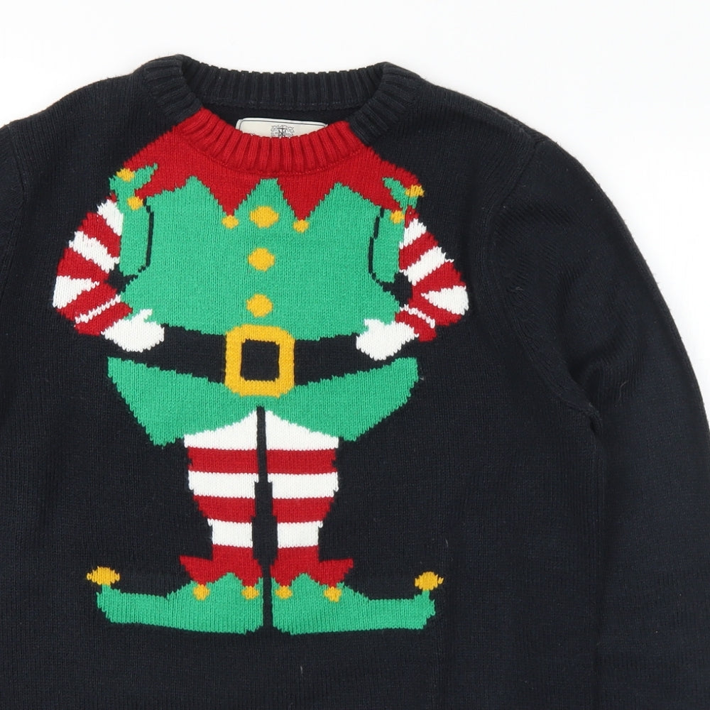 NEXT Mens Black Crew Neck Acrylic Pullover Jumper Size S - Christmas