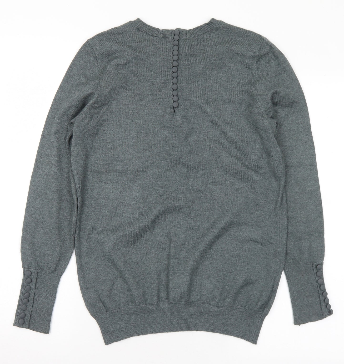 Savida Womens Grey Crew Neck Viscose Pullover Jumper Size S