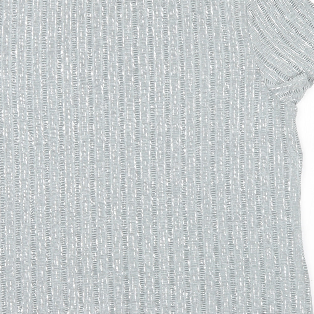 Anna Rose Womens Grey Polyester Basic Blouse Size L Round Neck