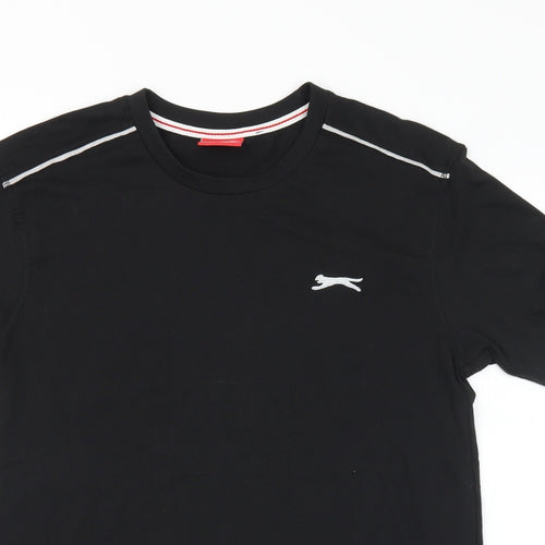 Slazenger Mens Black Cotton T-Shirt Size M Crew Neck