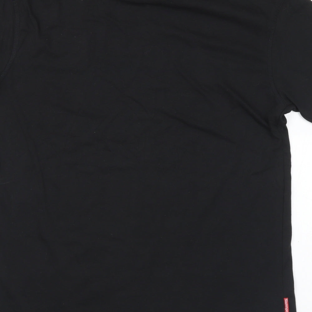 Slazenger Mens Black Cotton T-Shirt Size M Crew Neck