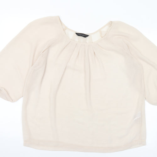 Dorothy Perkins Womens Beige Polyester Basic Blouse Size 14 Round Neck