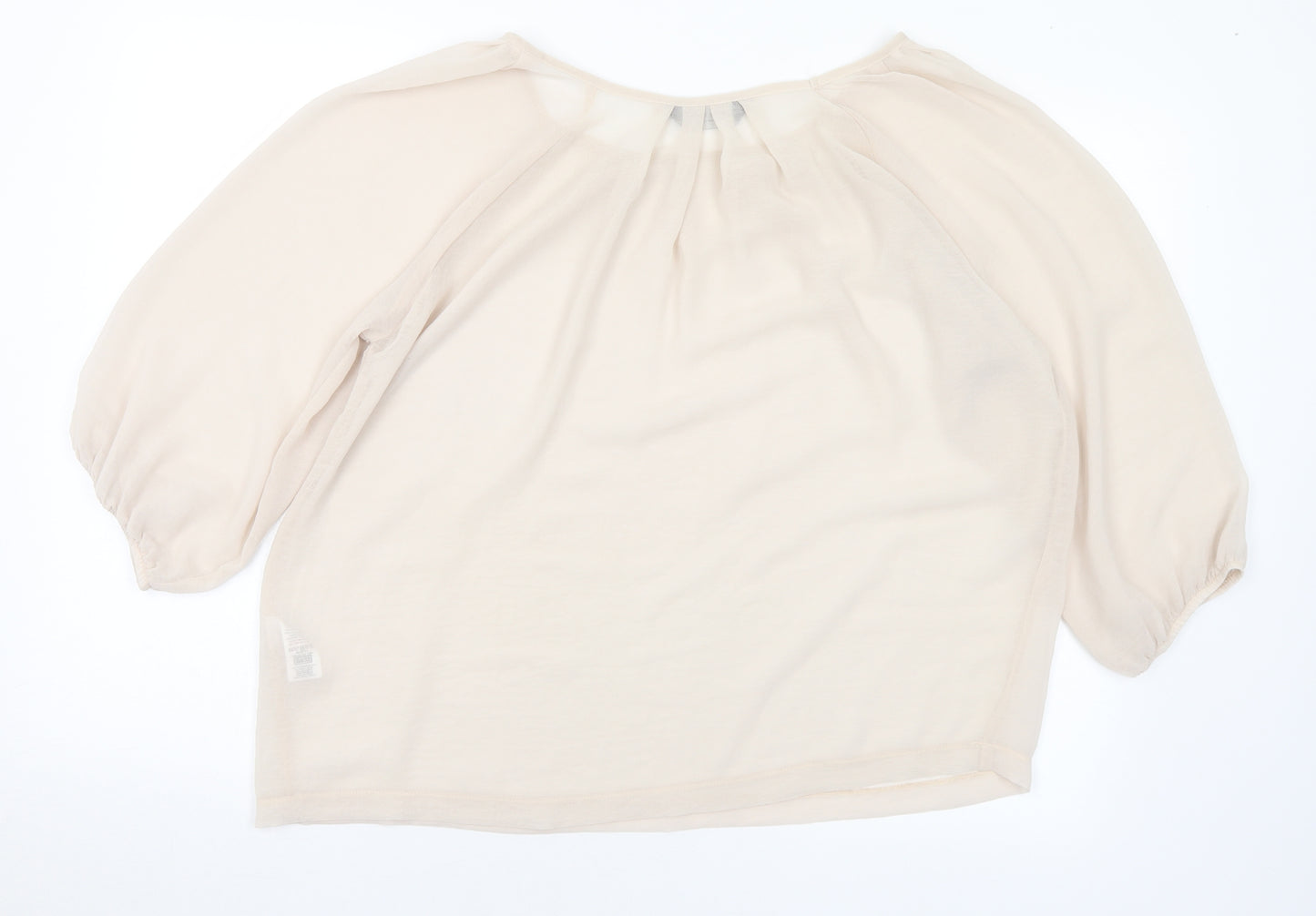 Dorothy Perkins Womens Beige Polyester Basic Blouse Size 14 Round Neck