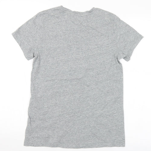 Levi Womens Grey Animal Print Cotton Basic T-Shirt Size XS Crew Neck - Logo