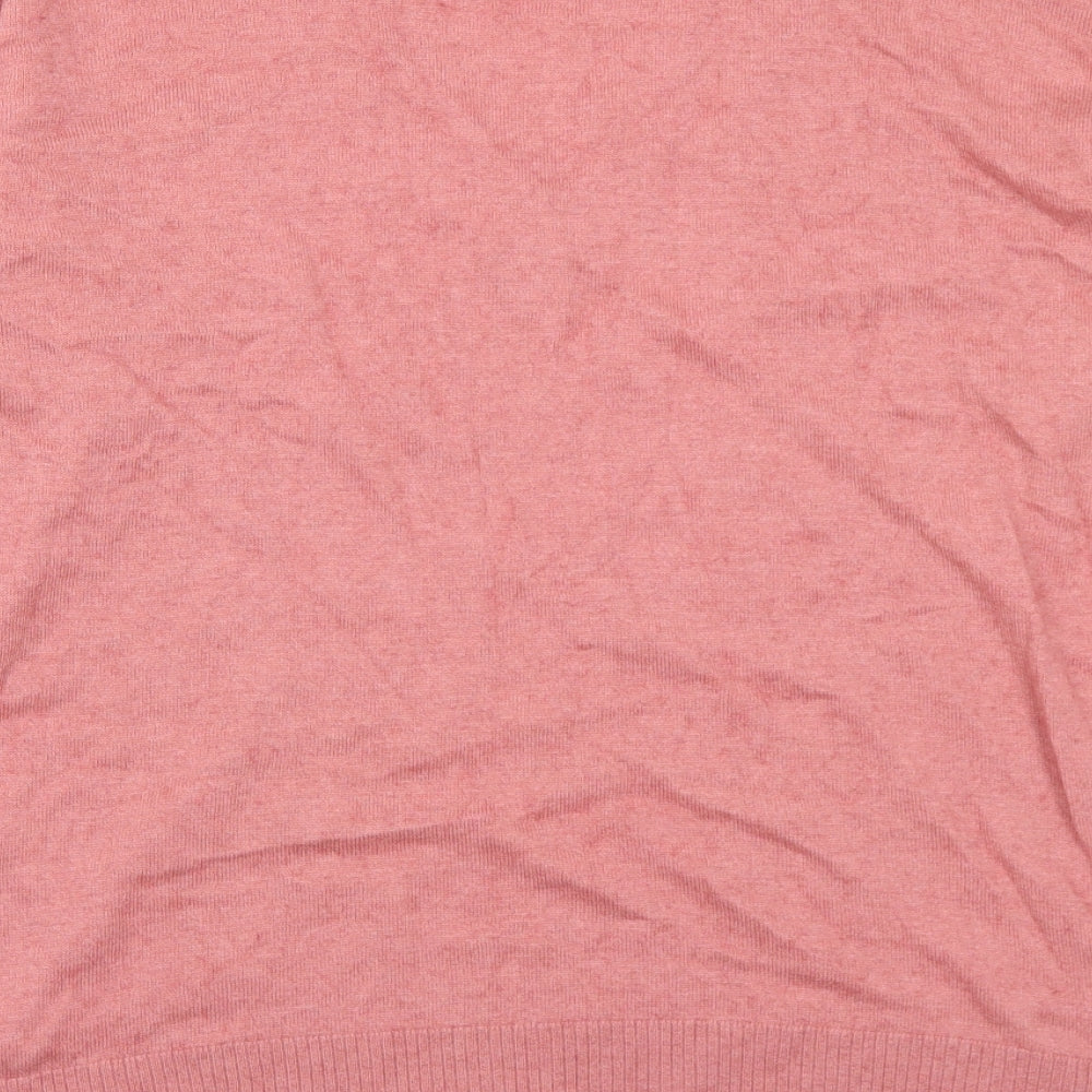 NEXT Womens Pink V-Neck Cotton Pullover Jumper Size 16