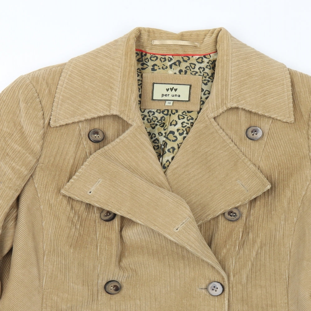 Marks and Spencer Womens Brown Animal Print Jacket Coat Size 18 Button