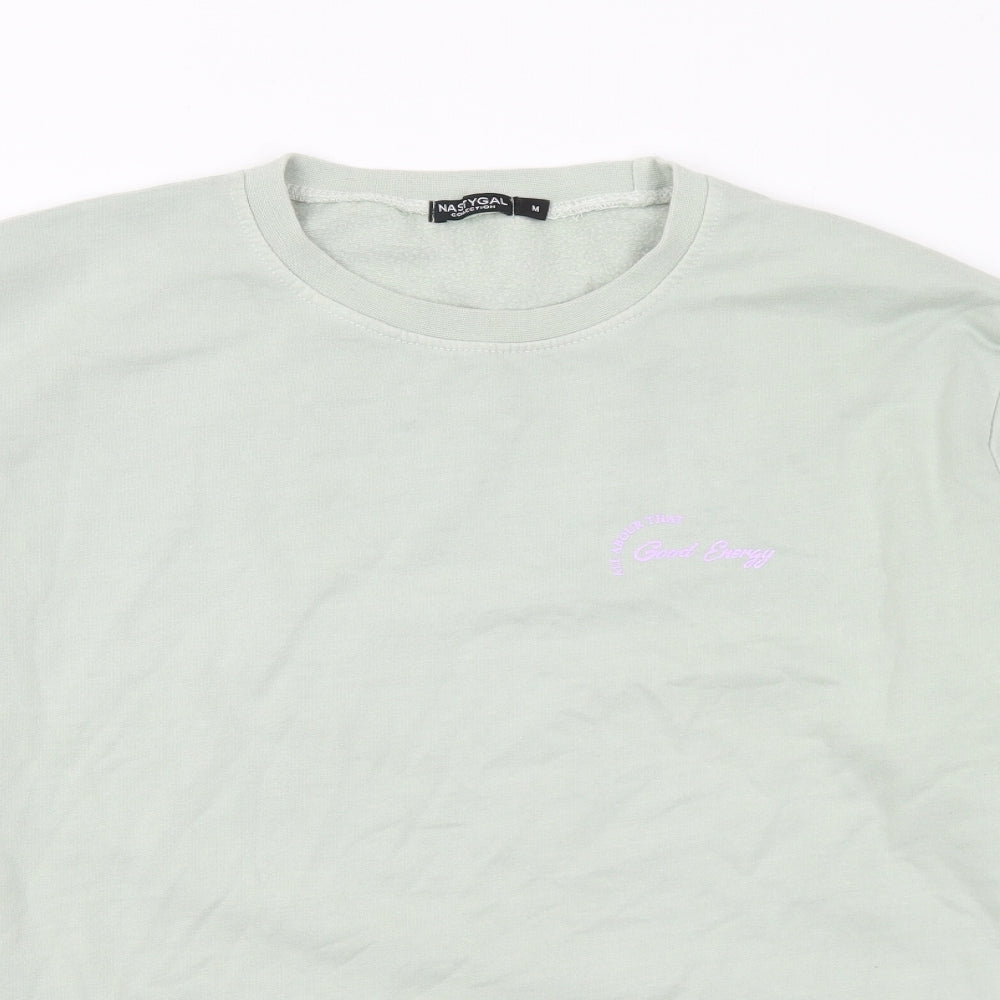 Nasty Gal Womens Green Polyester Pullover Sweatshirt Size M - Good Energy