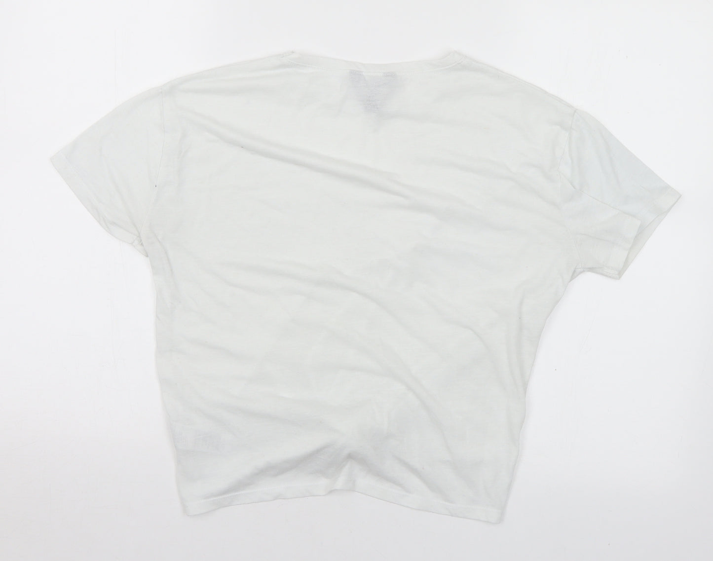 New Look Womens White Polyester Basic T-Shirt Size 6 Round Neck