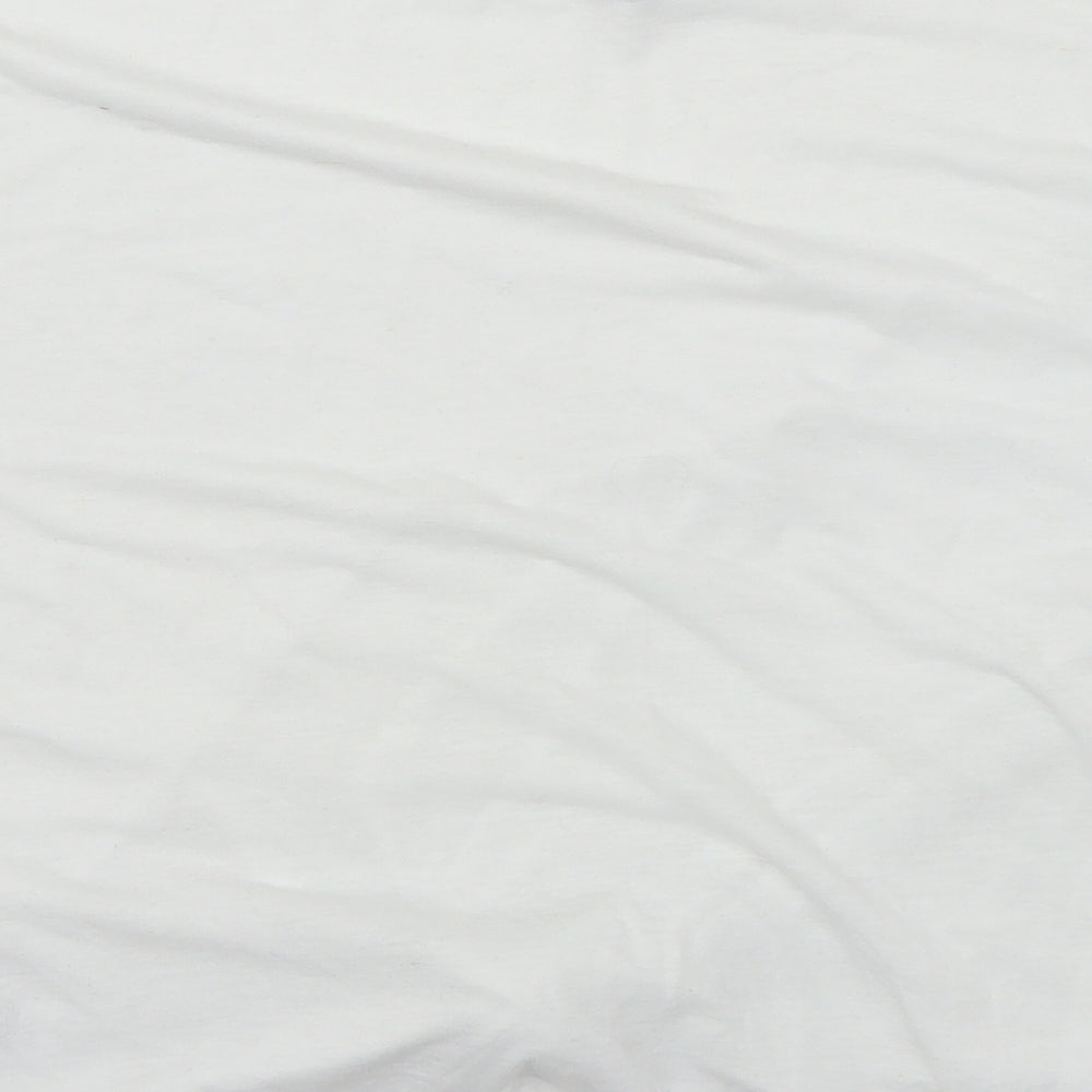 New Look Womens White Polyester Basic T-Shirt Size 6 Round Neck