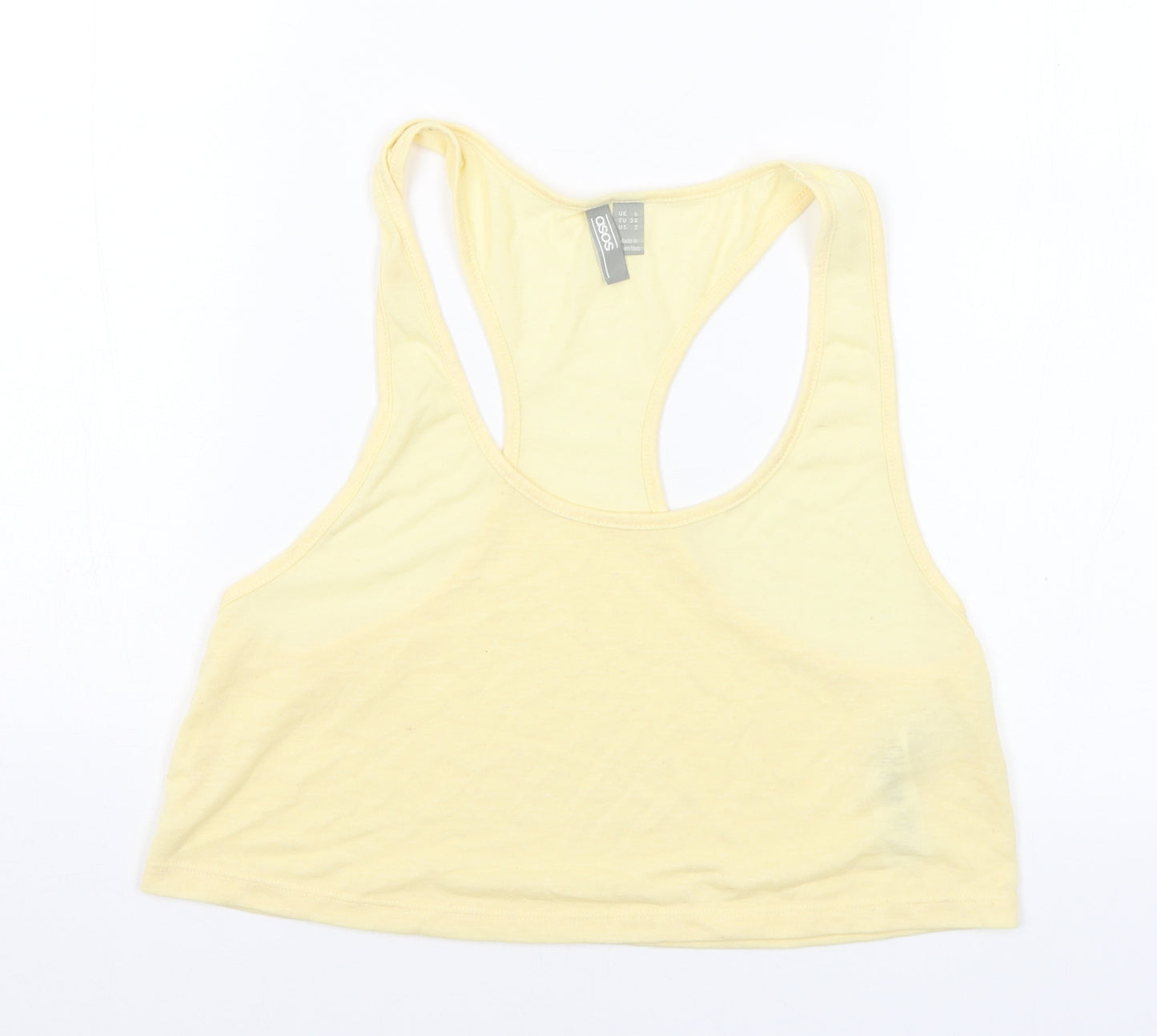 ASOS Womens Yellow Polyester Cropped Tank Size 6 Scoop Neck