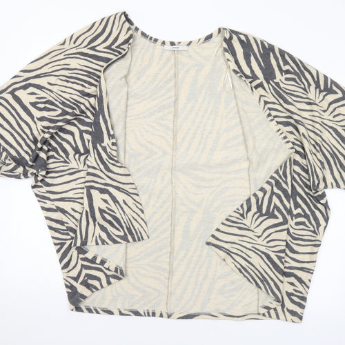 George Womens Beige V-Neck Animal Print Polyester Cardigan Jumper Size M
