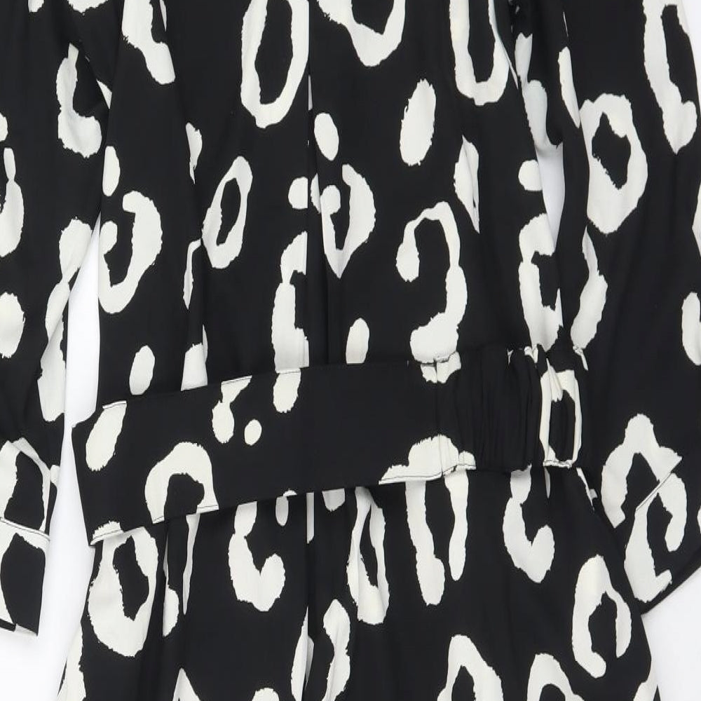 Dancing Leopard Womens Black Geometric Polyester Shirt Dress Size 16 Collared