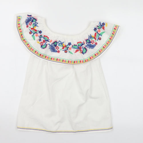 F&F Womens Multicoloured Floral Cotton Basic T-Shirt Size 6 Off the Shoulder