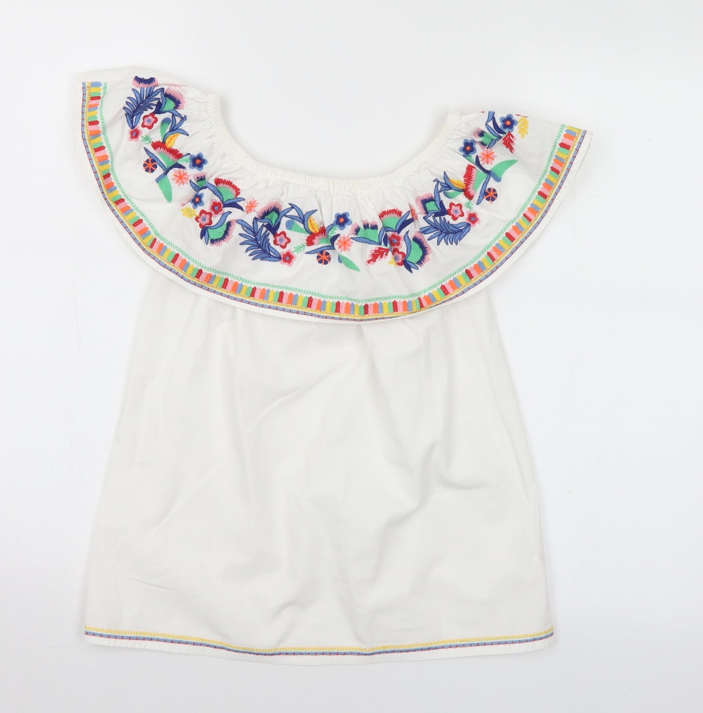 F&F Womens Multicoloured Floral Cotton Basic T-Shirt Size 6 Off the Shoulder