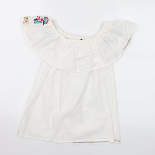 F&F Womens Multicoloured Floral Cotton Basic T-Shirt Size 6 Off the Shoulder