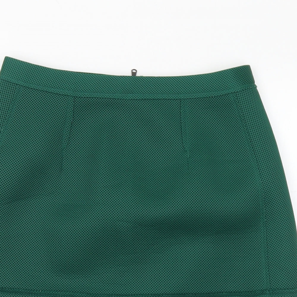 Sisley Womens Green Polyester A-Line Skirt Size 8 Zip