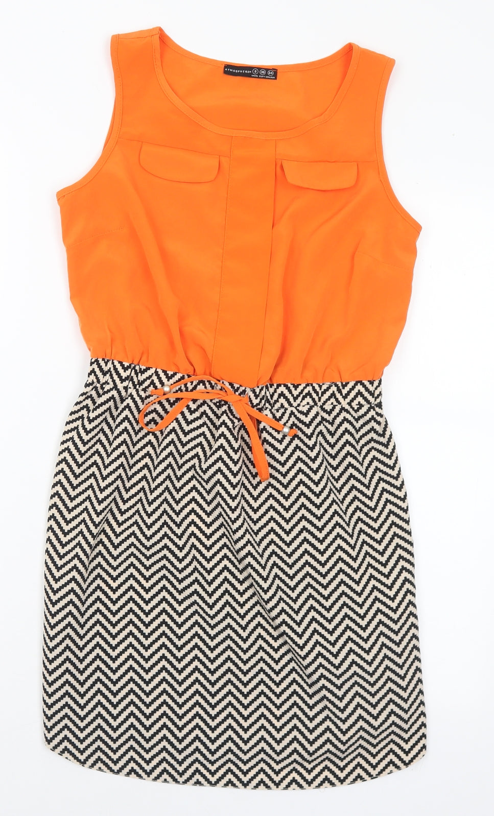 Primark Womens Multicoloured Geometric Polyester Tank Dress Size 8 Round Neck