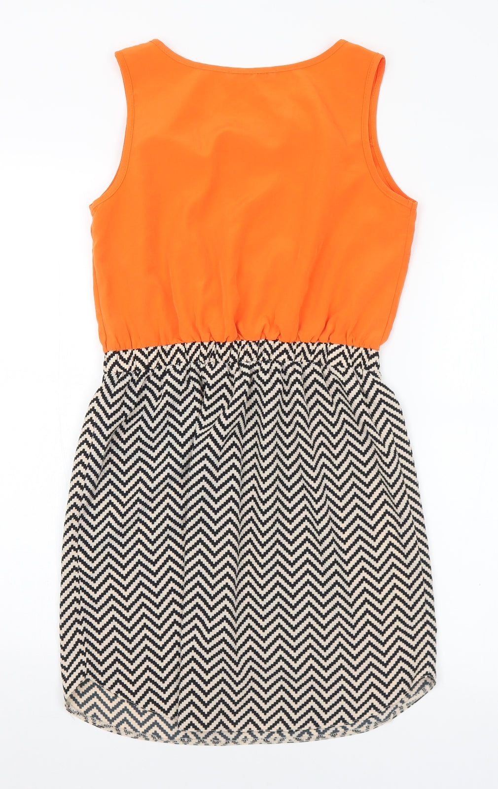 Primark Womens Multicoloured Geometric Polyester Tank Dress Size 8 Round Neck