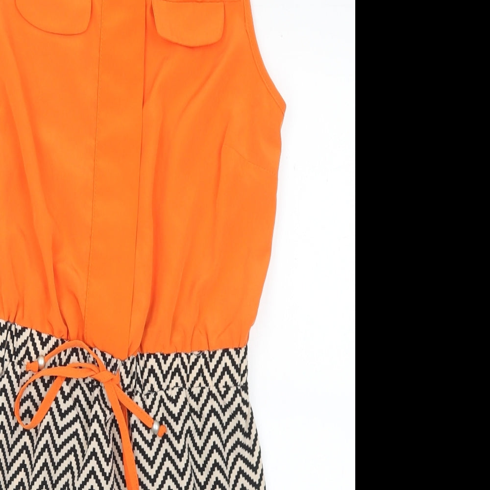 Primark Womens Multicoloured Geometric Polyester Tank Dress Size 8 Round Neck