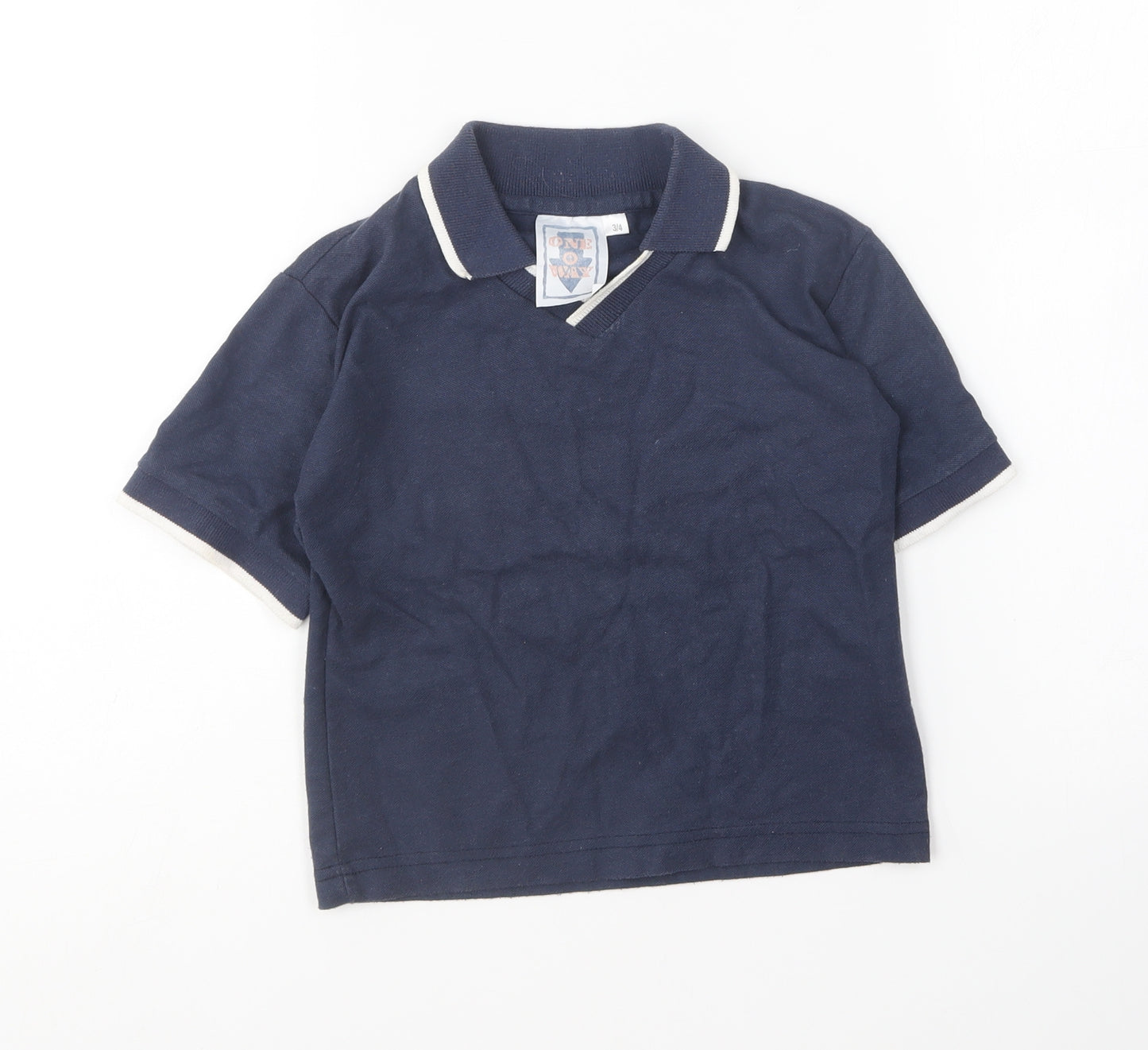 One Way Boys Blue Polyester Basic Polo Size 3-4 Years Collared