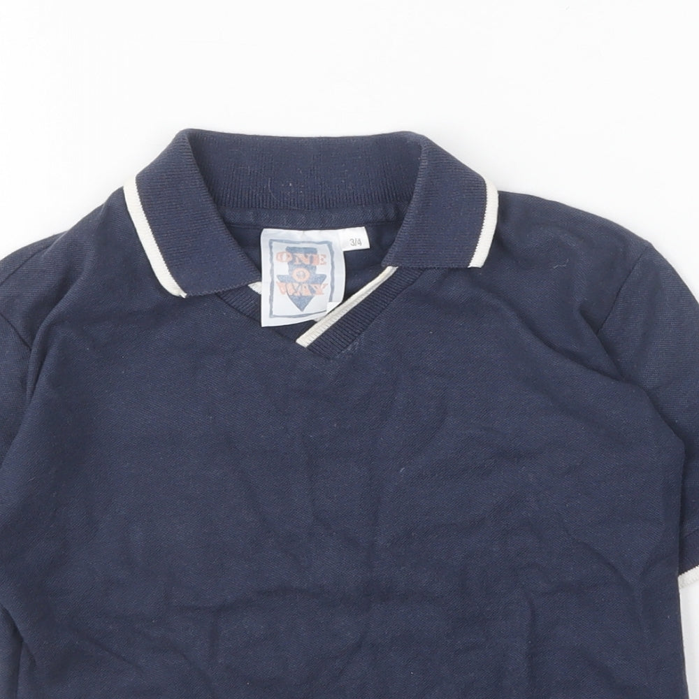 One Way Boys Blue Polyester Basic Polo Size 3-4 Years Collared