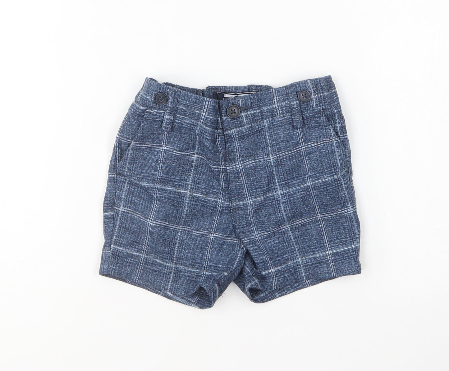 NEXT Boys Blue Plaid Polyester Cropped Trousers Size 12-18 Months