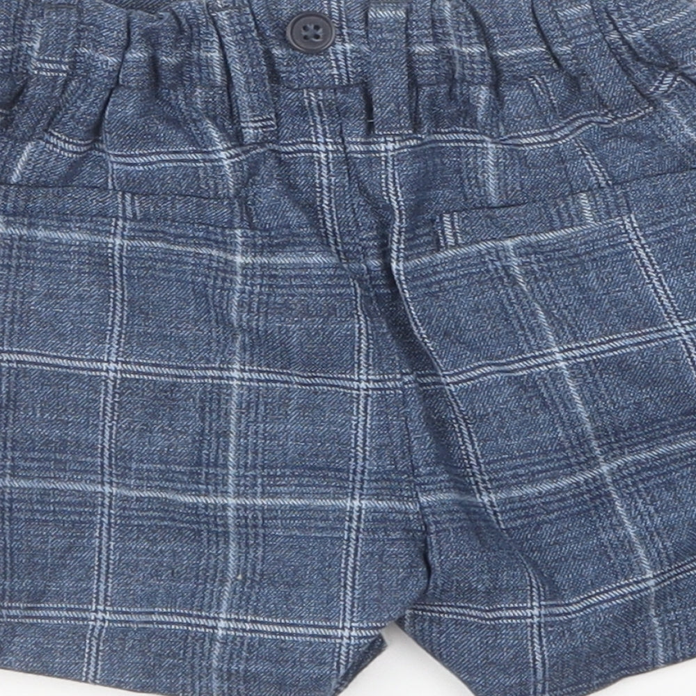 NEXT Boys Blue Plaid Polyester Cropped Trousers Size 12-18 Months