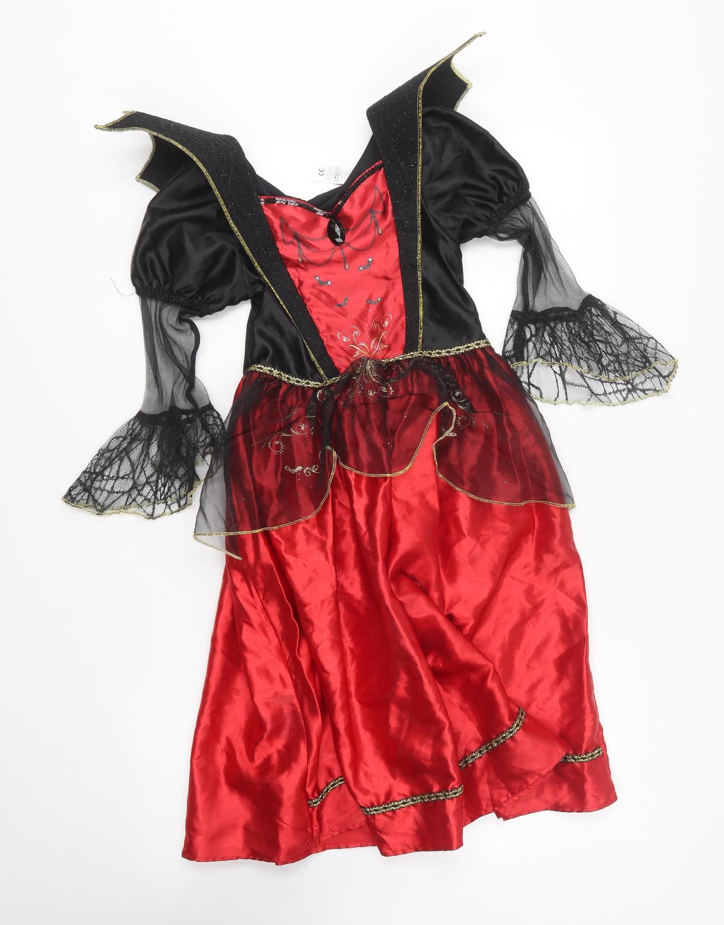 F&F Girls Red Polyester Skater Dress Size 5-6 Years Collared - Halloween costume